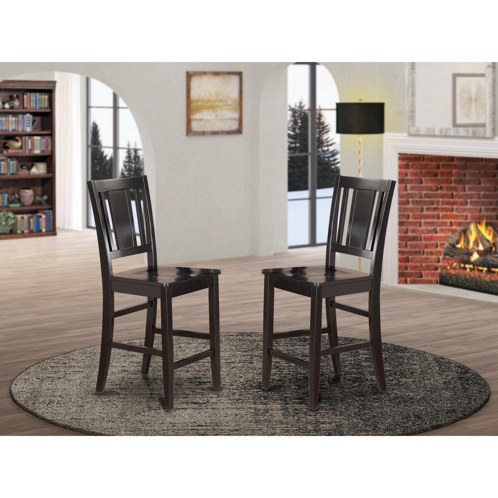Buckland Counter Height Chair for dining room with Wood Seat in Black Finish, Set of 2. Picture 2
