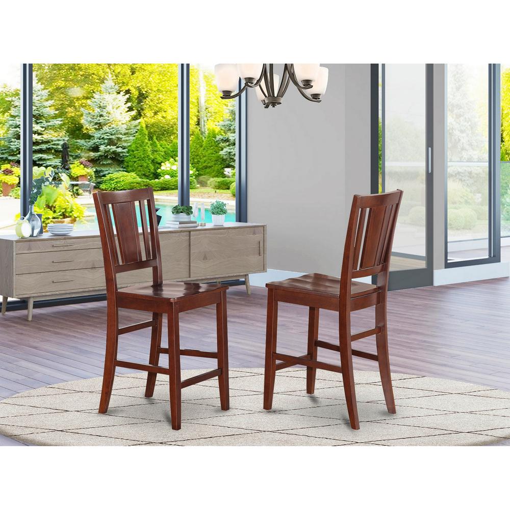 Buckland  Counter  Height  Dining  room  Chair  with  Wood  Seat  in  Mahogany  Finish,  Set  of  2. Picture 2