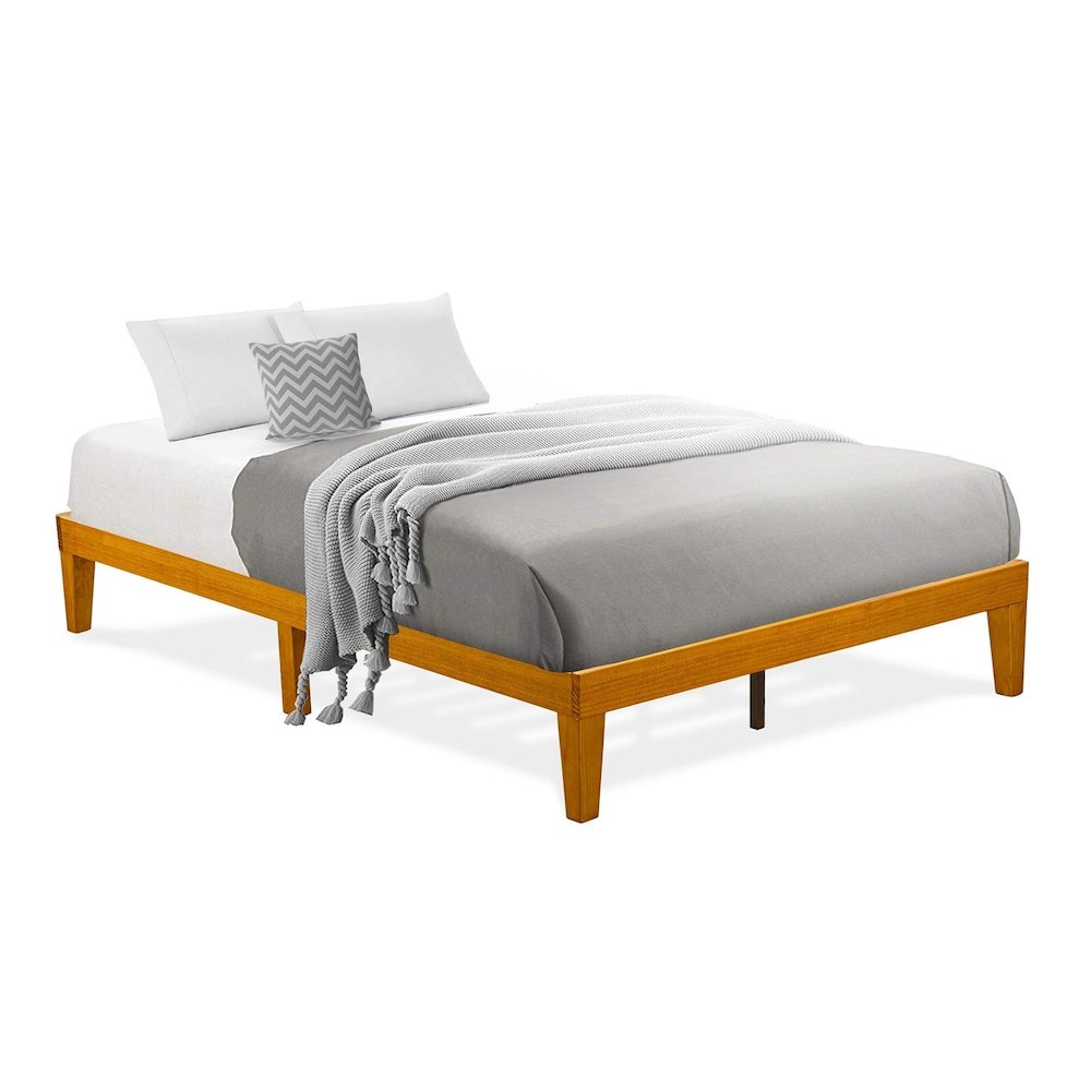 Queen Size Bed Frame with 4 Hardwood Legs and 2 Extra Center Legs - Oak Finish. Picture 9
