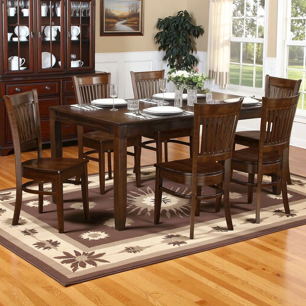 Espresso Kitchen Table and Chairs Set, 7 Pc Dining Table Set for 6. Picture 3