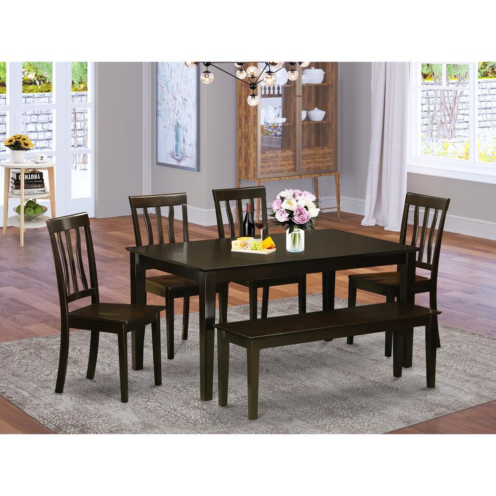 6  PC  Dining  Table  with  bench  set-Dining  Table  and  4  Kitchen  Chairs  and  Bench. Picture 1