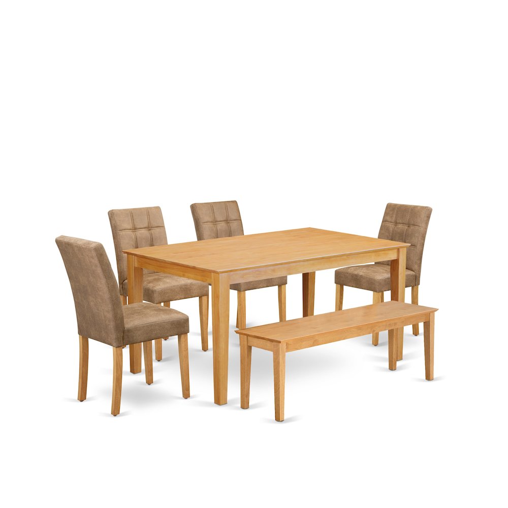 6 Piece Dinner Table Set contain A Wood Dining Table. Picture 1