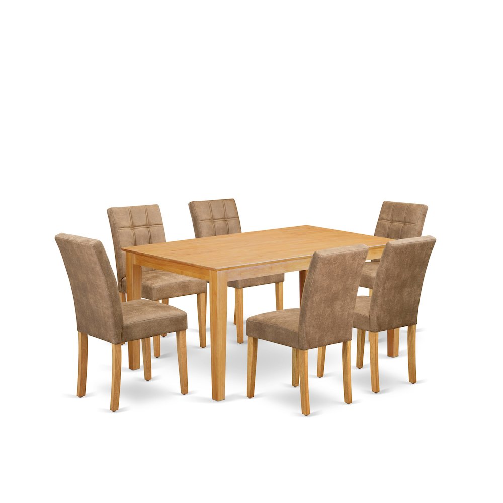 7 Piece Dining Room Table Set consists A Mid Century Modern Dining Table. Picture 1