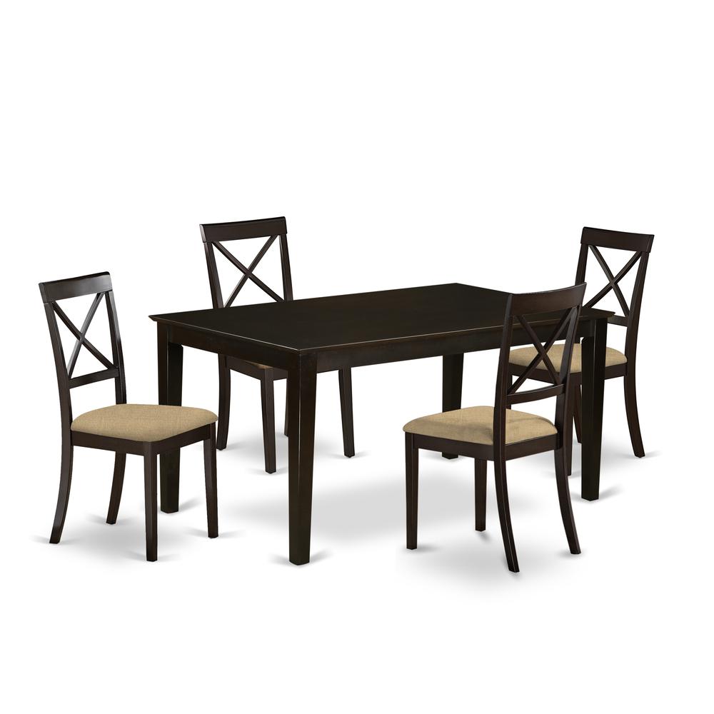 CABO5S-CAP-C 5 PC Dining room set-Top Dining Table and 4 Linen Dining seat Chairs. Picture 1