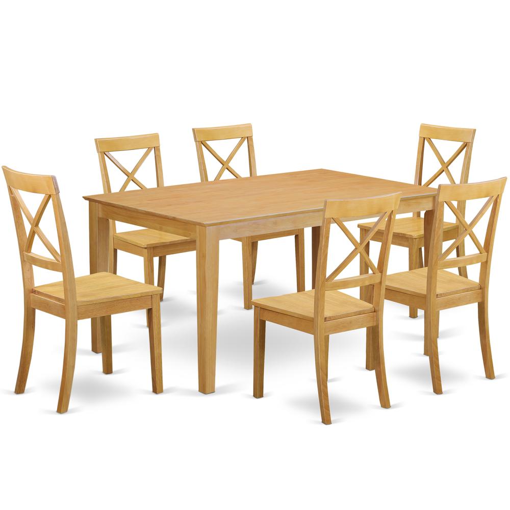Dining Room Set Oak, CABO7-OAK-W. Picture 1