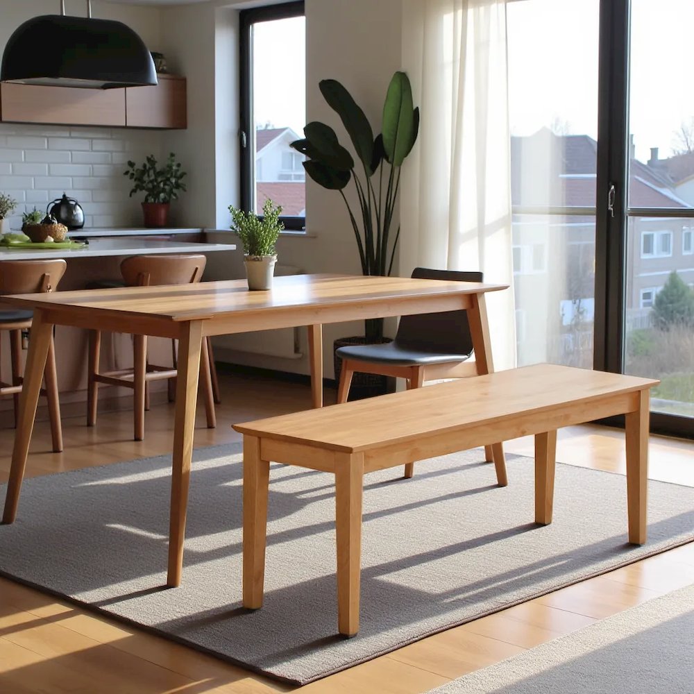 Elegant Solid Wood Dining Table Bench – Sturdy Oak Wooden Bench. Picture 2