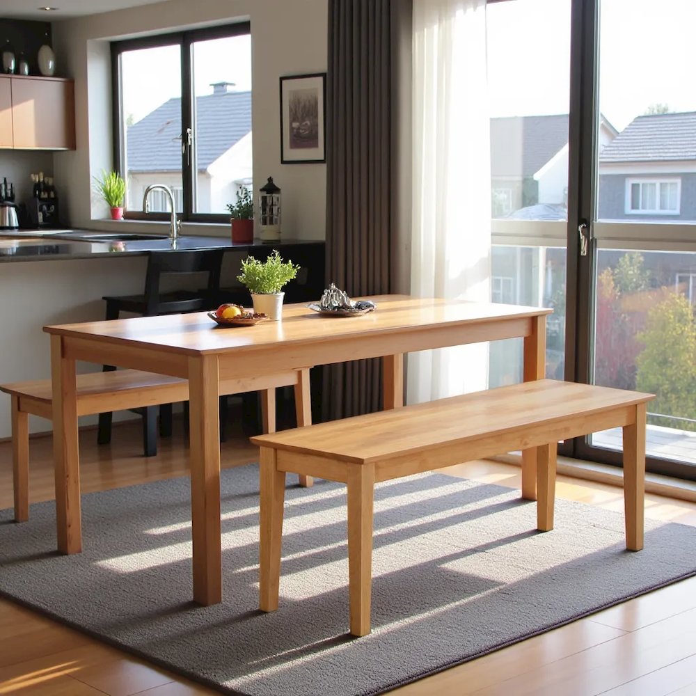 Elegant Solid Wood Dining Table Bench – Sturdy Oak Wooden Bench. Picture 3
