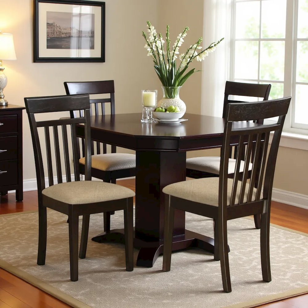 Elegant Slat Back Dining Chairs – Wooden Kitchen Chairs, Set of 2. Picture 4
