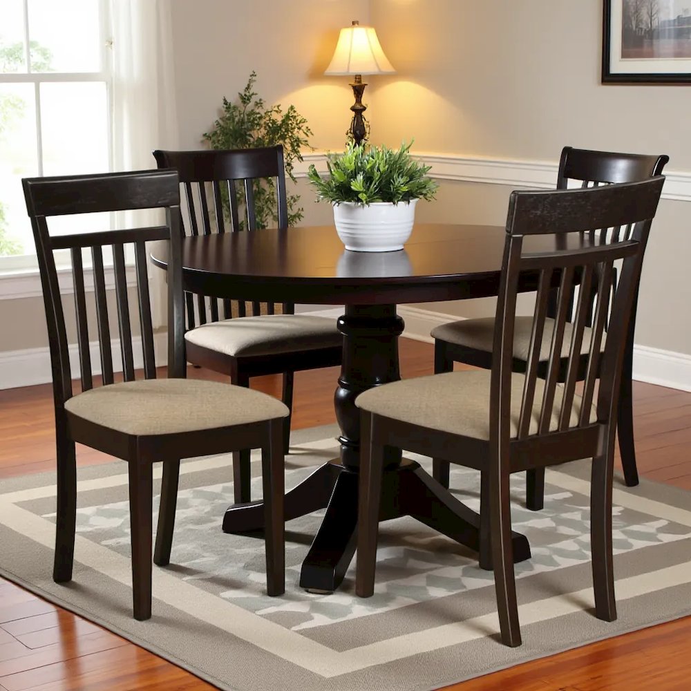 Elegant Slat Back Dining Chairs – Wooden Kitchen Chairs, Set of 2. Picture 3