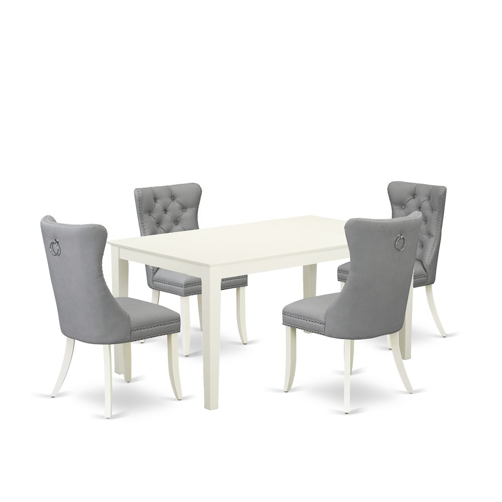 5 Piece Kitchen Table Set for 4 Consists of a Rectangle Dining Table. Picture 1