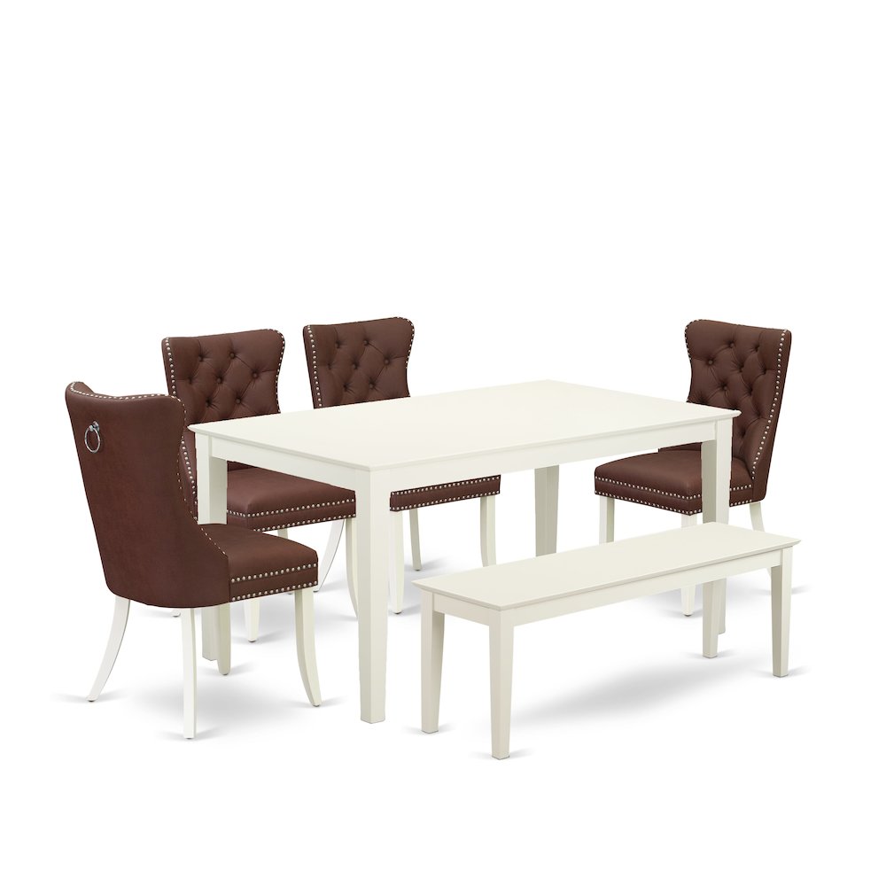 6 Piece Dining Room Furniture Set Contains a Rectangle Kitchen Dining Table. Picture 1
