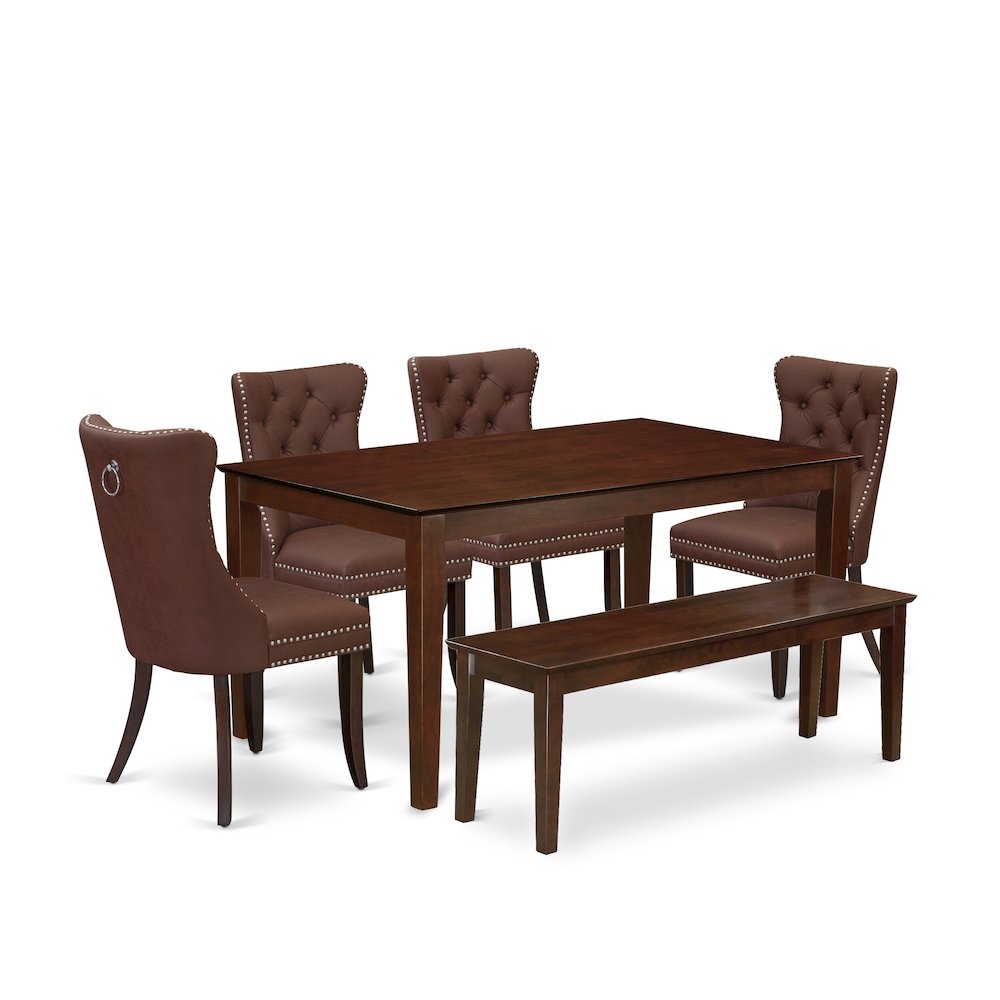 6 Piece Dining Room Set Consists of a Rectangle Solid Wood Table. Picture 1