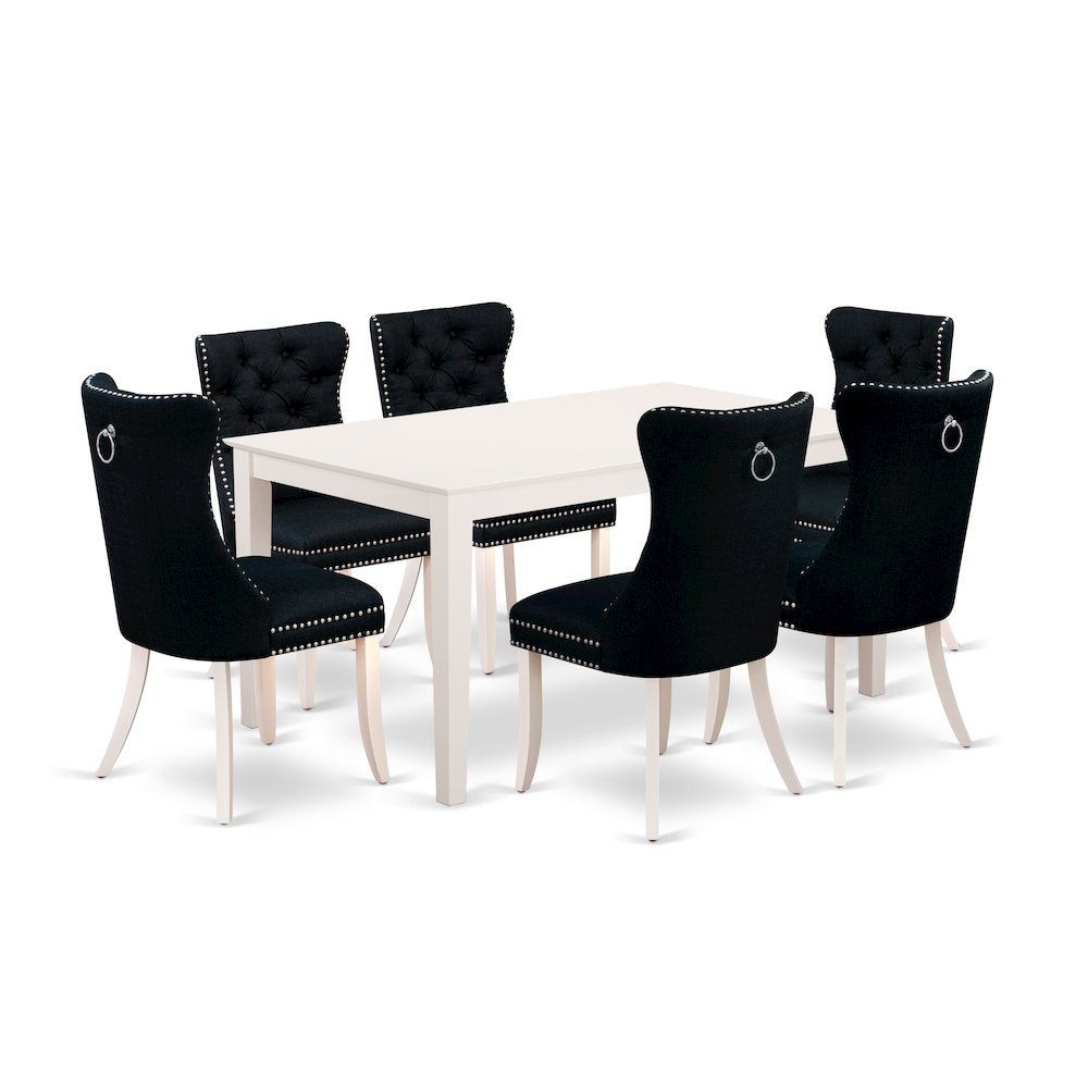 7 Piece Dinette Set Consists of a Rectangle Modern Dining Table. Picture 1