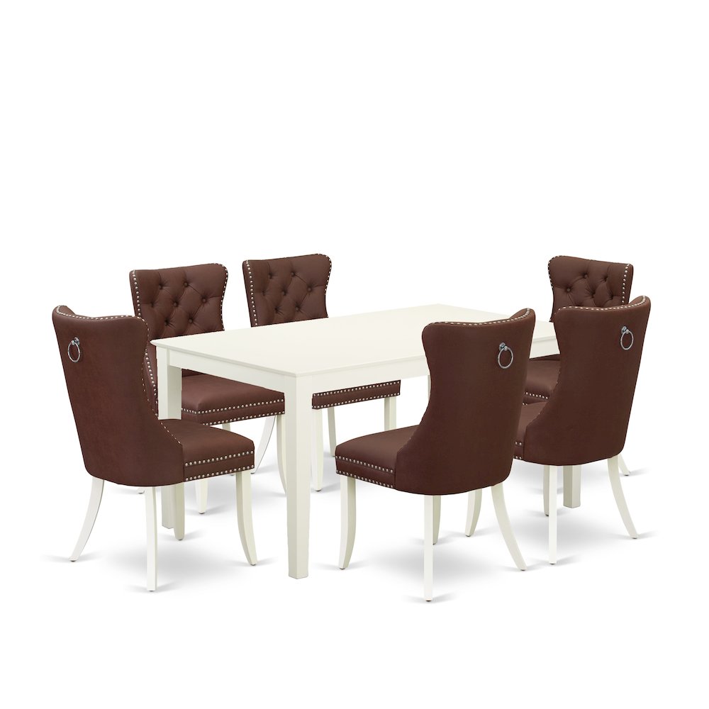 7 Piece Modern Dining Table Set Consists of a Rectangle Kitchen Table. Picture 1