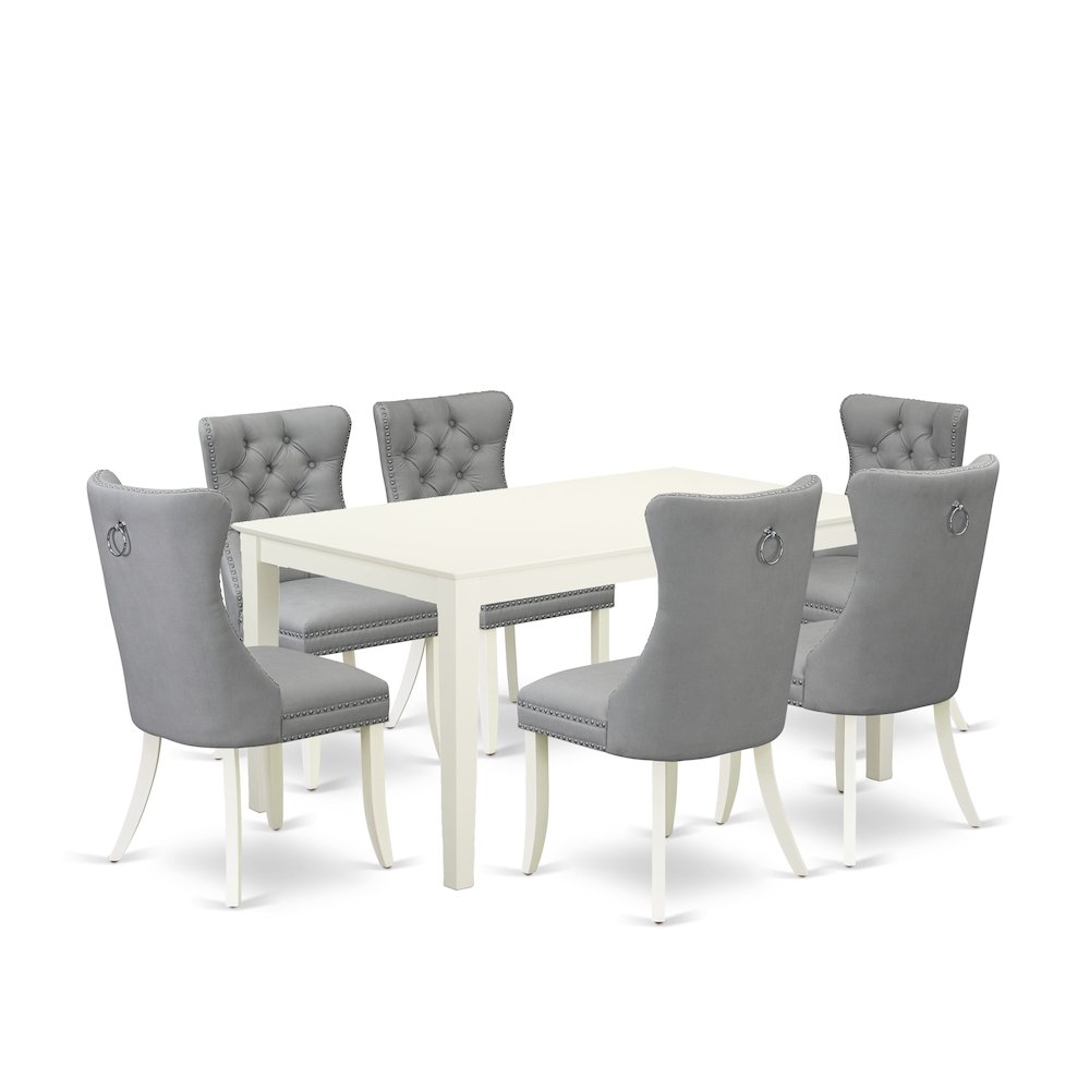7 Piece Dining Table Set Contains a Rectangle Modern Dinette Table. Picture 1