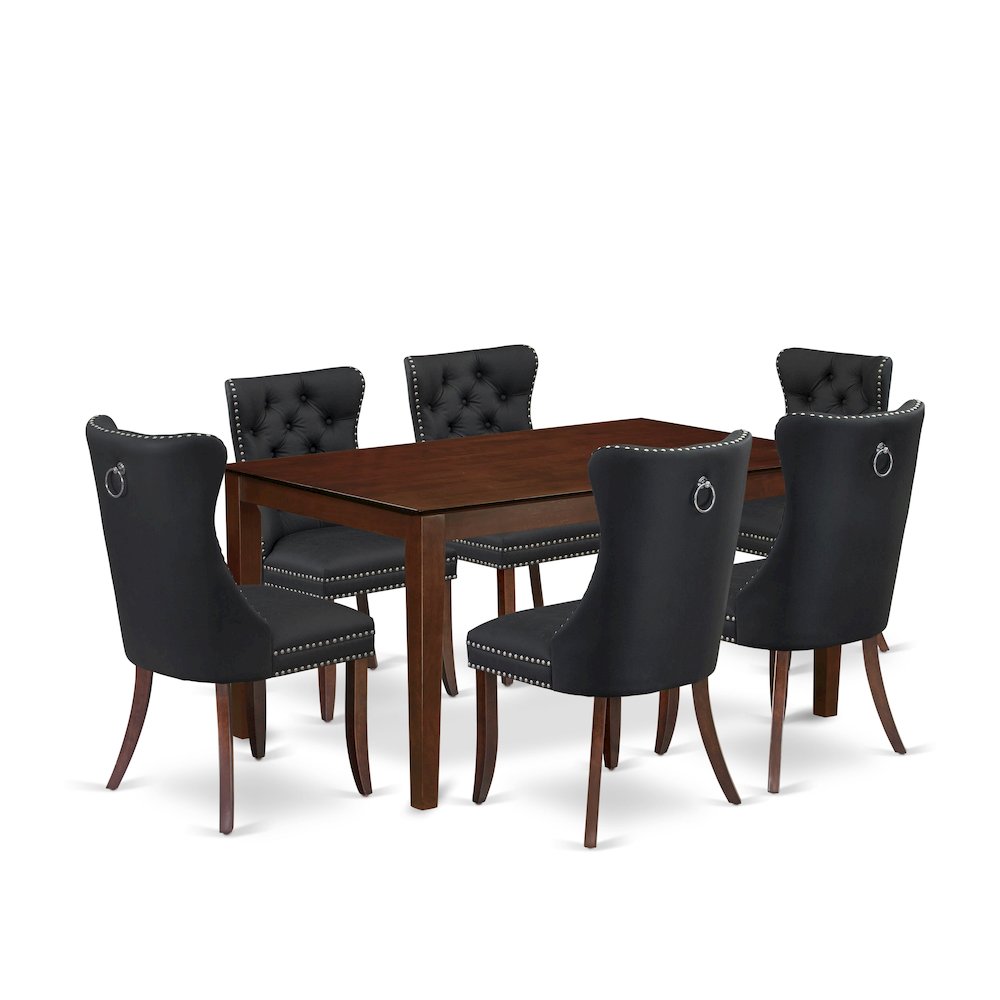 7 Piece Dining Room Set Consists of a Rectangle Solid Wood Table. Picture 1