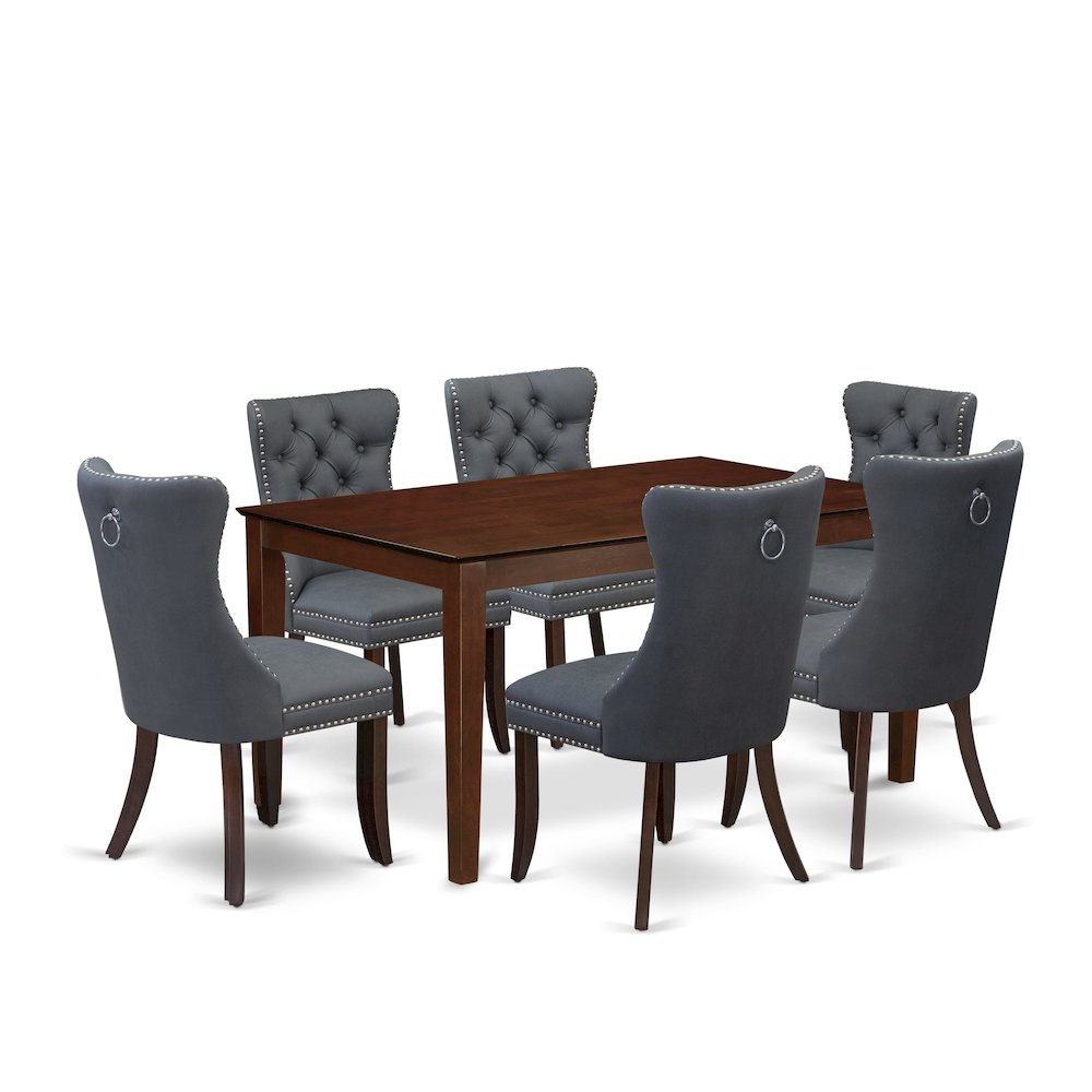 7 Piece Kitchen Table Set Consists of a Rectangle Modern Dining Table. Picture 1