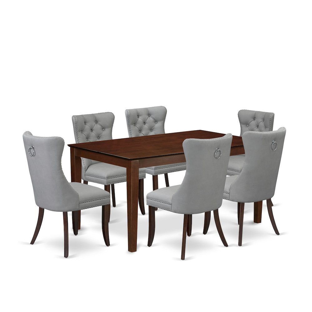 7 Piece Kitchen Table Set Consists of a Rectangle Modern Dining Table. Picture 1