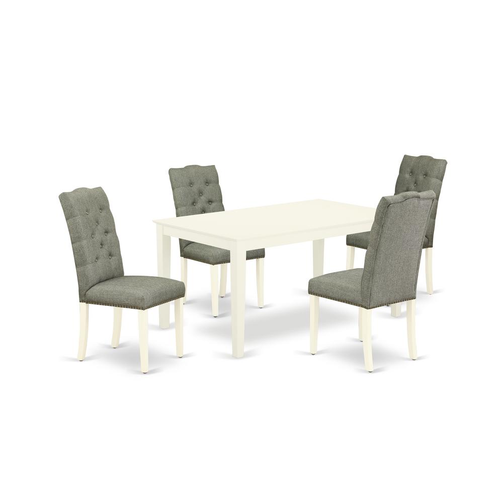 Dining Room Set Linen White, CAEL5-LWH-07. Picture 1
