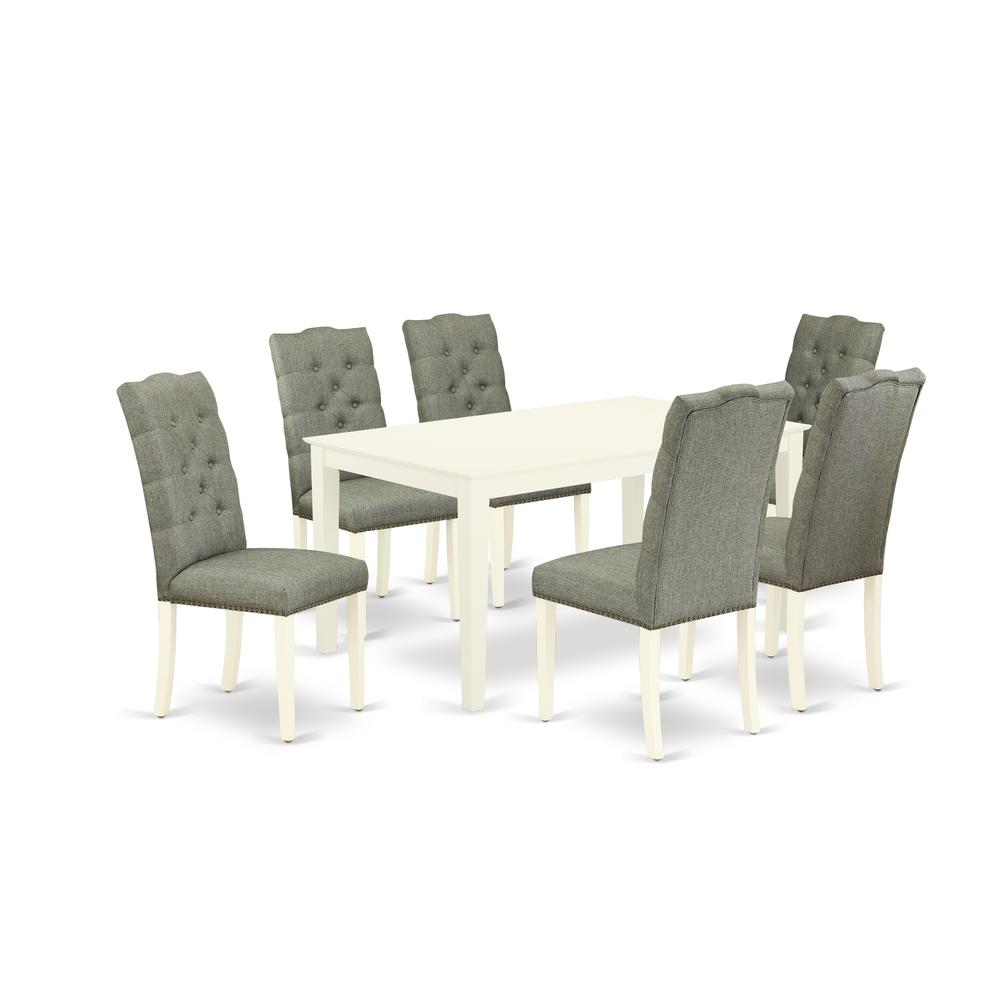 Dining Room Set Linen White, CAEL7-LWH-07. Picture 1