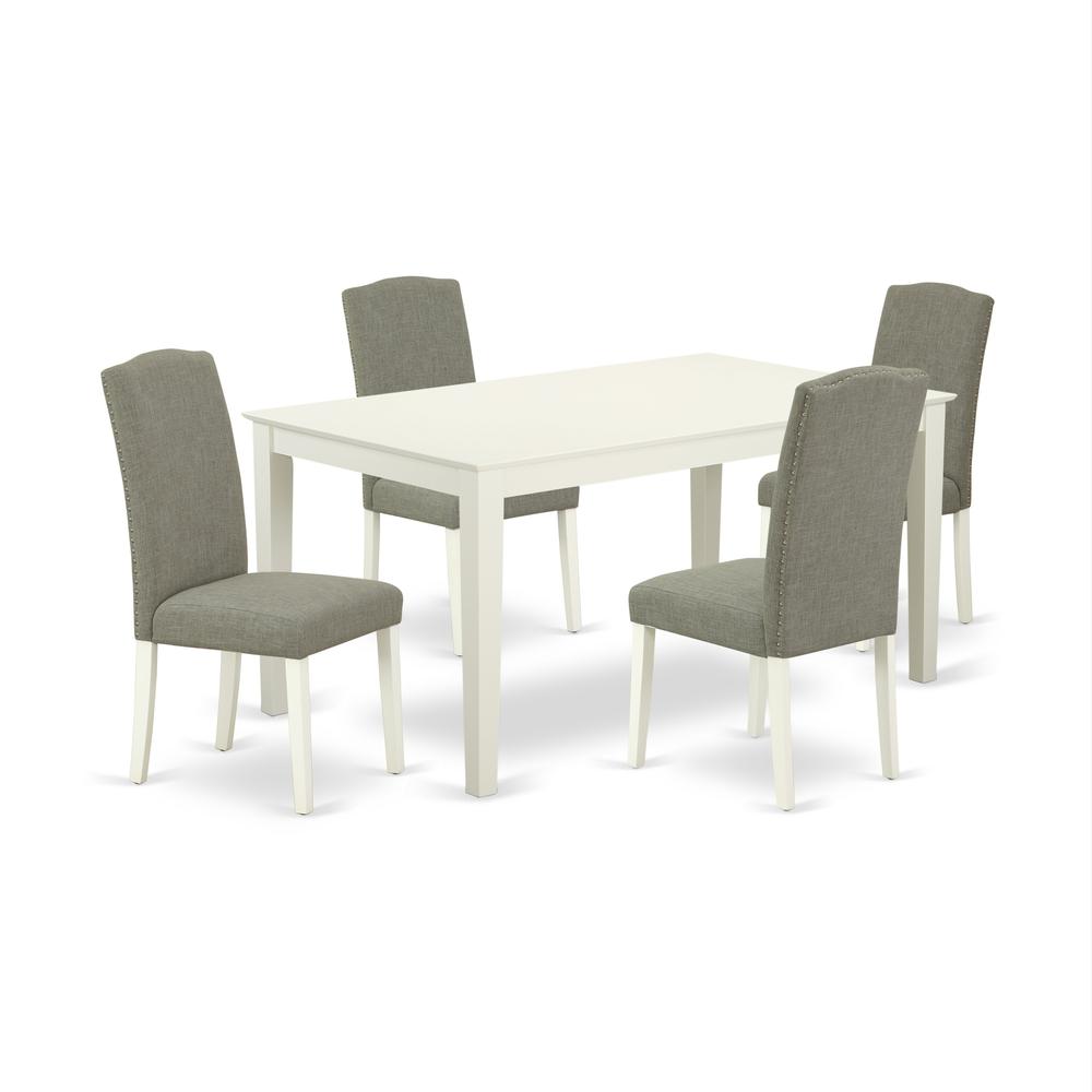 Dining Room Set Linen White, CAEN5-LWH-06. Picture 1