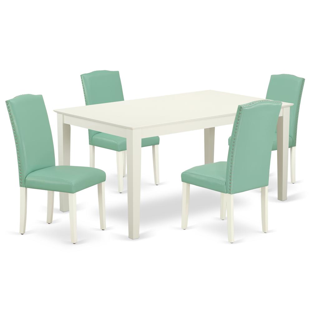 Dining Room Set Linen White, CAEN5-LWH-57. Picture 1
