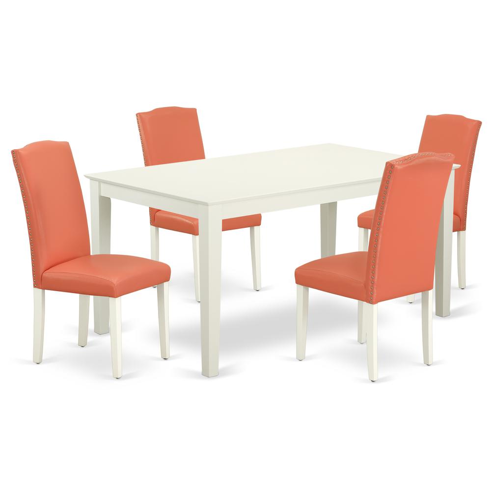 Dining Room Set Linen White, CAEN5-LWH-78. Picture 1
