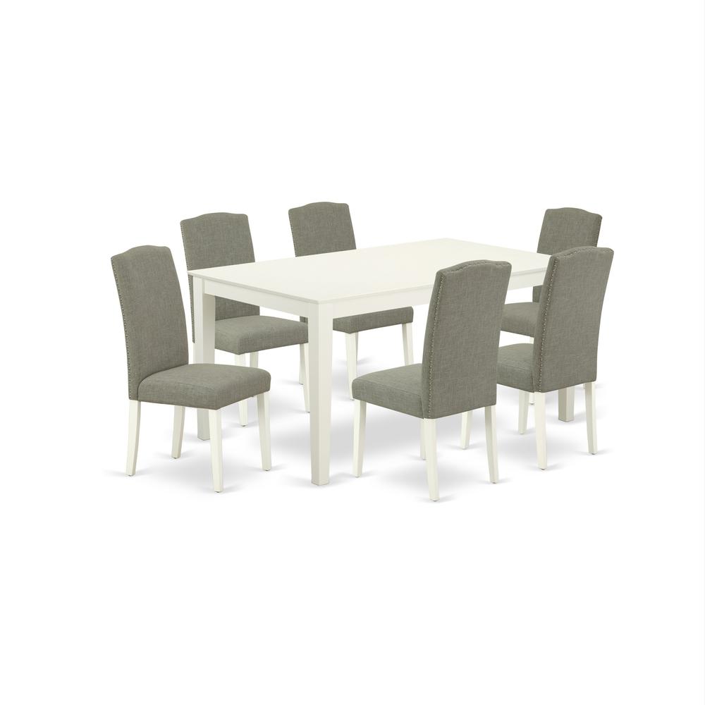 Dining Room Set Linen White, CAEN7-LWH-06. Picture 1
