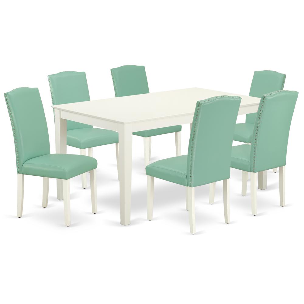 Dining Room Set Linen White, CAEN7-LWH-57. Picture 1