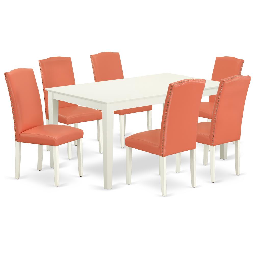 Dining Room Set Linen White, CAEN7-LWH-78. Picture 1