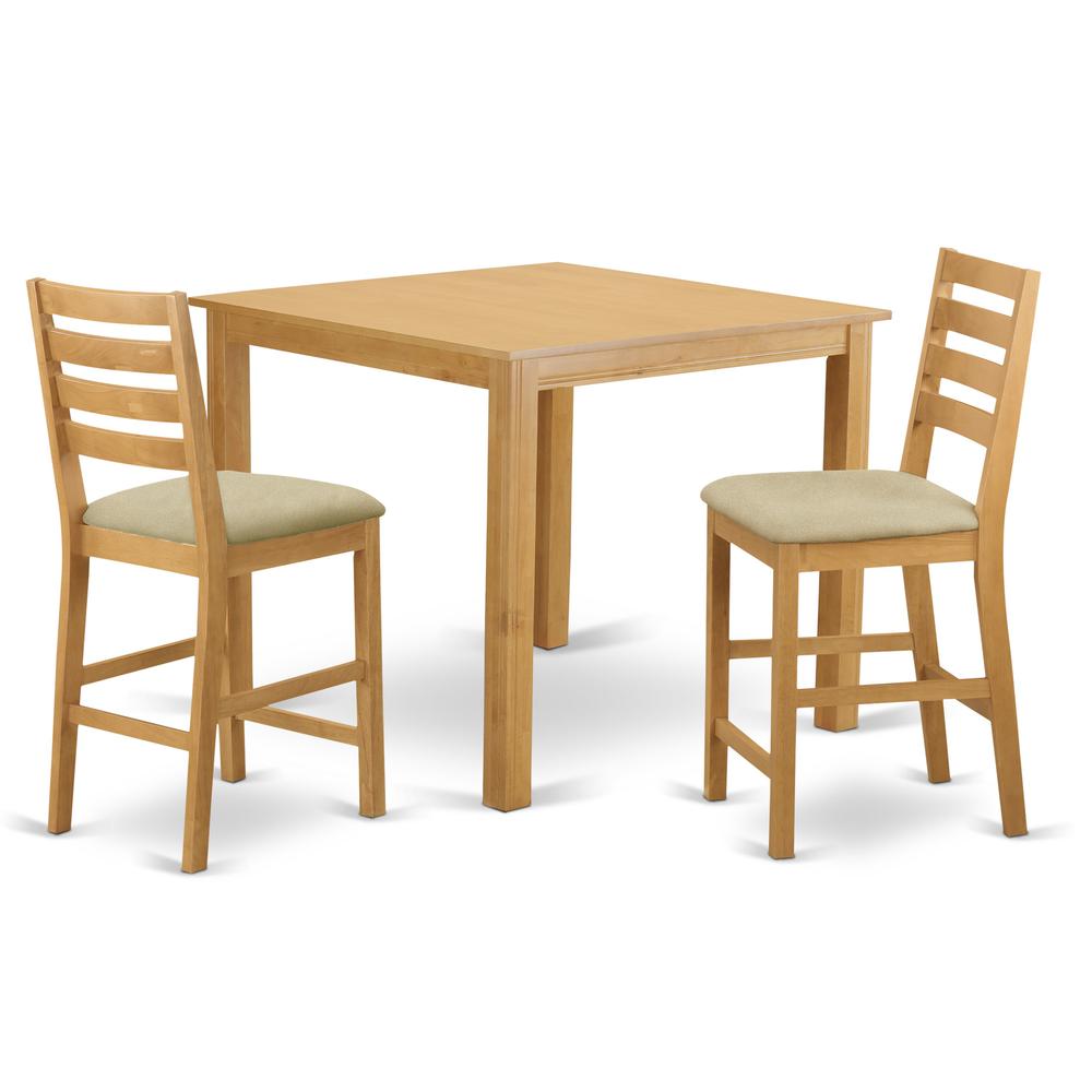 CAFE3-OAK-C 3 PC counter height Dining room set-pub Table and 2 counter height stool. Picture 1