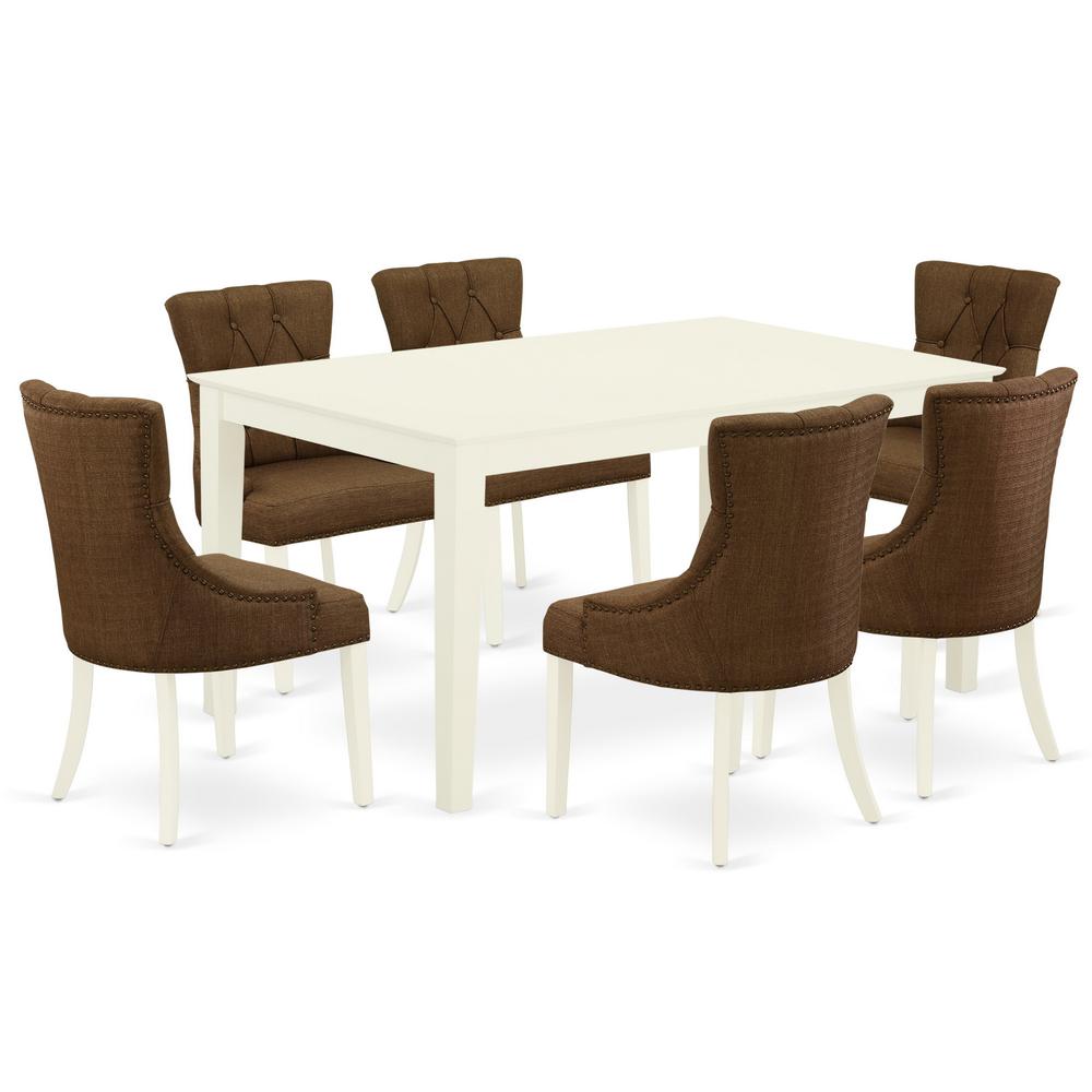 Dining Room Set Linen White, CAFR7-LWH-18. Picture 1