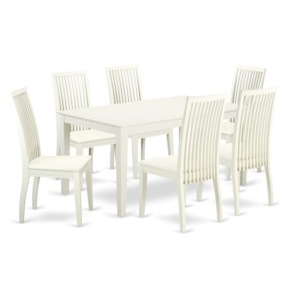 Dining Room Set Linen White, CAIP7-LWH-W. Picture 1