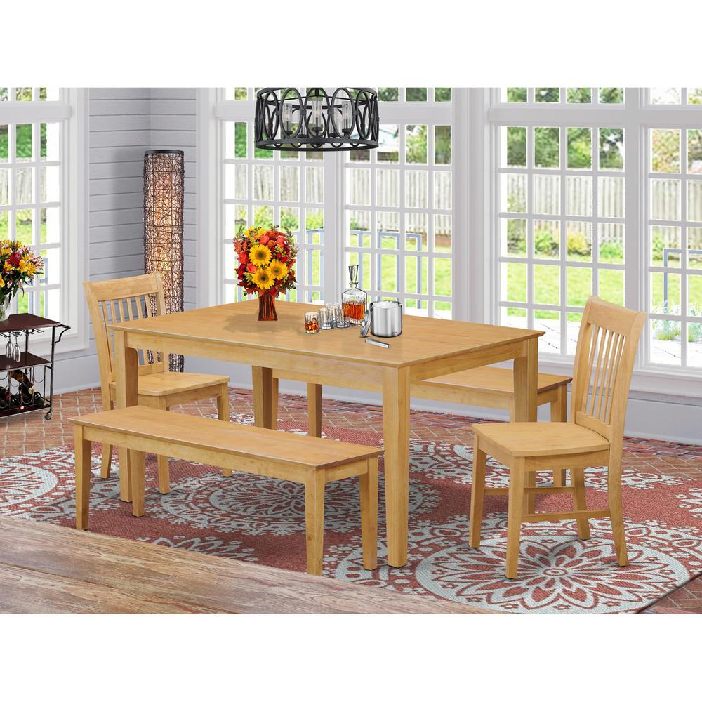 5  PC  Dining  room  set  -  Kitchen  Table  and  2  Dining  Chairs  and  2  Wooden  benches. Picture 4