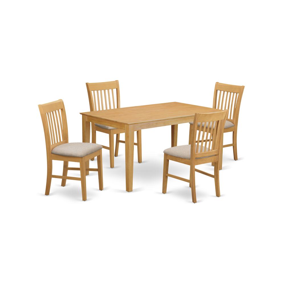 CANO5-OAK-C 5 PC Table set - Dining Table and 4 Dining Chairs. Picture 1