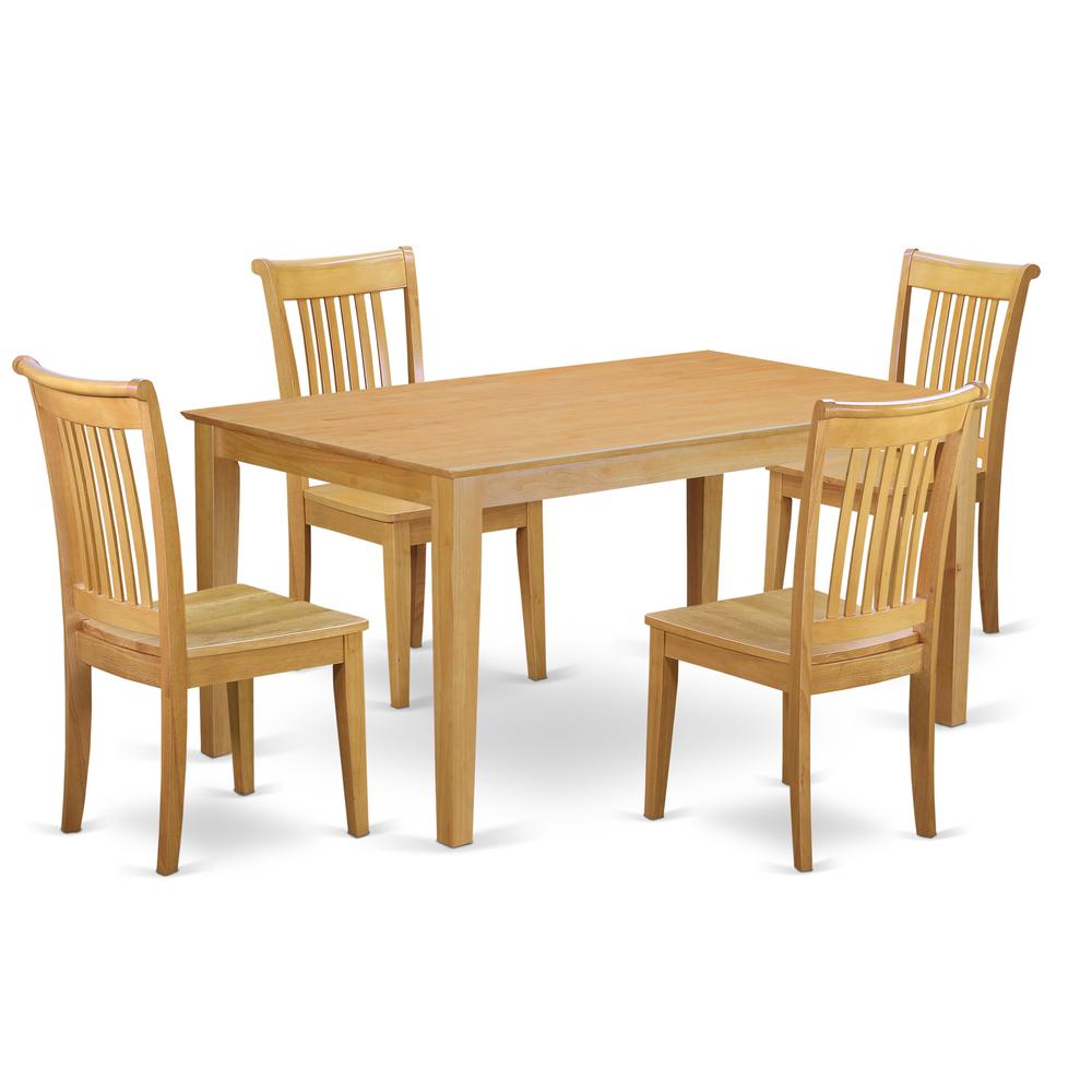 Dining Room Set Oak, CAPO5-OAK-W. Picture 1