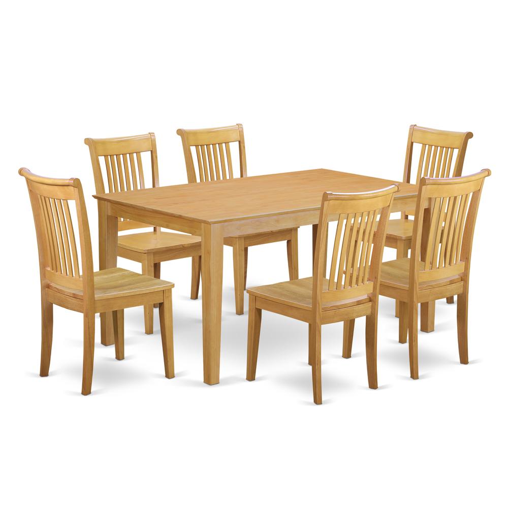Dining Room Set Oak, CAPO7-OAK-W. Picture 1