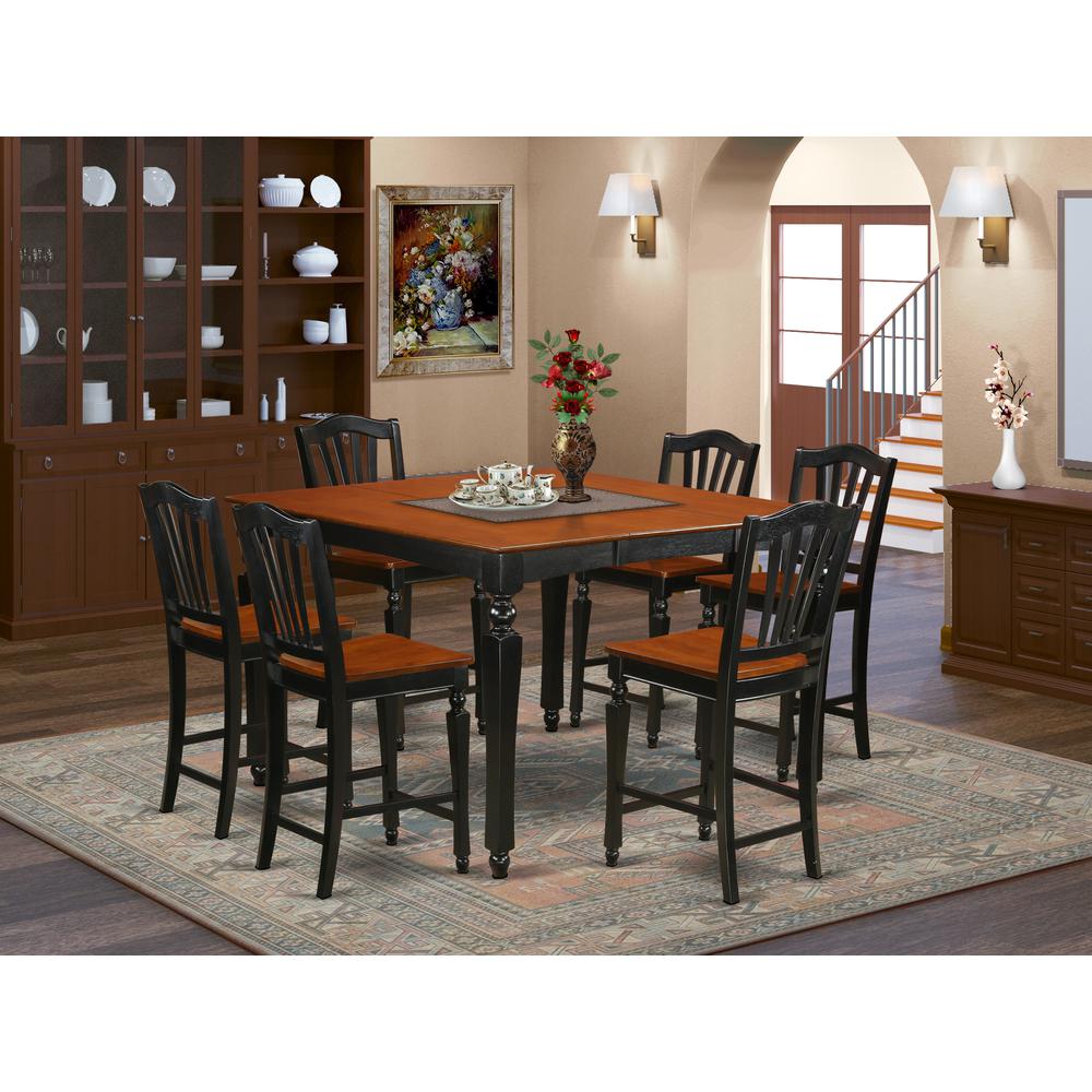 7  Pc  counter  height  Table  set-Square  gathering  Table  and  6  Stools. Picture 2