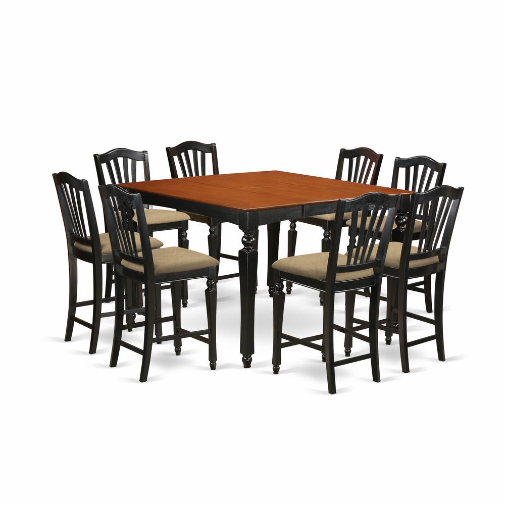 CHEL9-BLK-C PC counter height set- Square pub Table and - Main Image