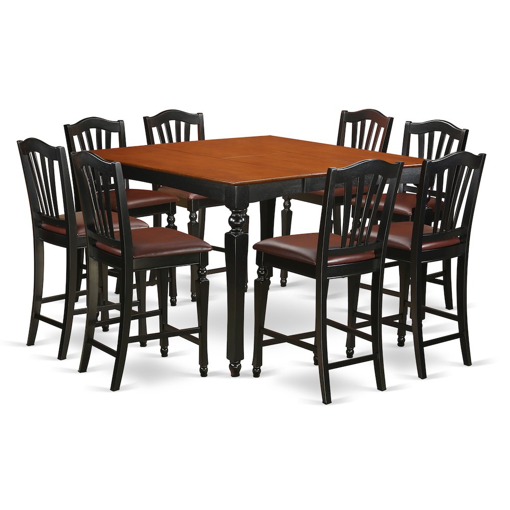 9 PC counter height set- Square Counter height Table and 8 Stools. Picture 1