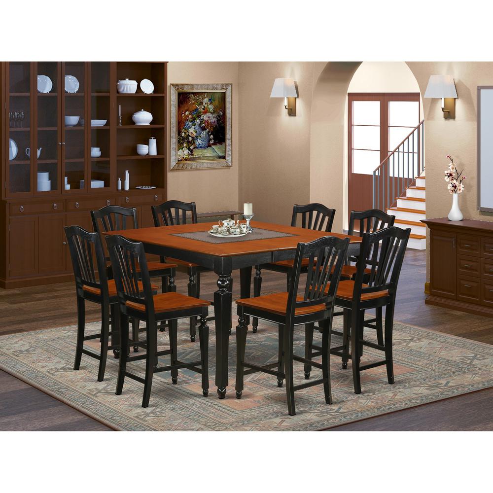 9  PC  counter  height  set-  Square  pub  Table  and  8  Stools. Picture 2