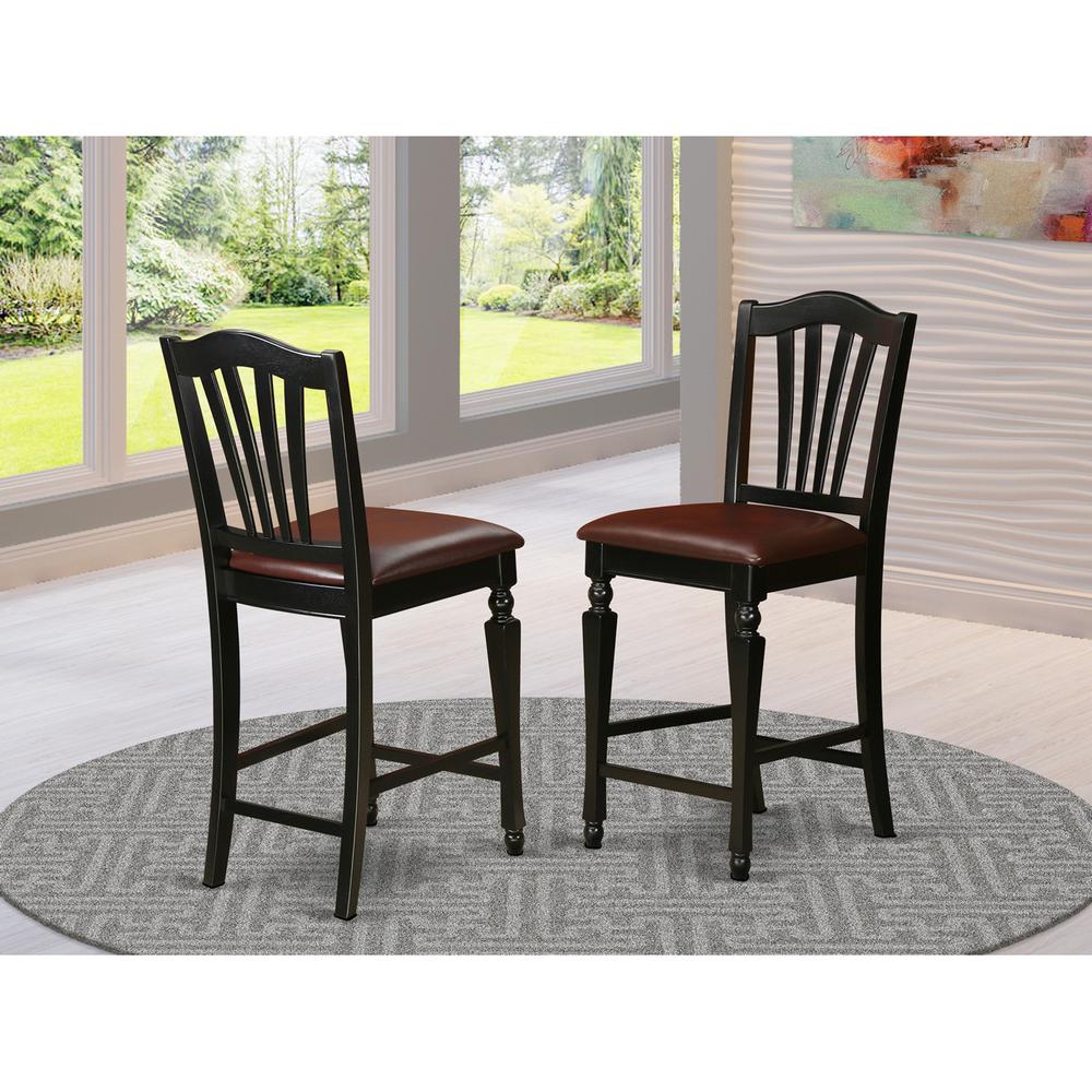 Chelsea  Stools  with  FAUX  LEATHER  upholstered  seat,  24"  seat  height,  Set  of  2. Picture 2
