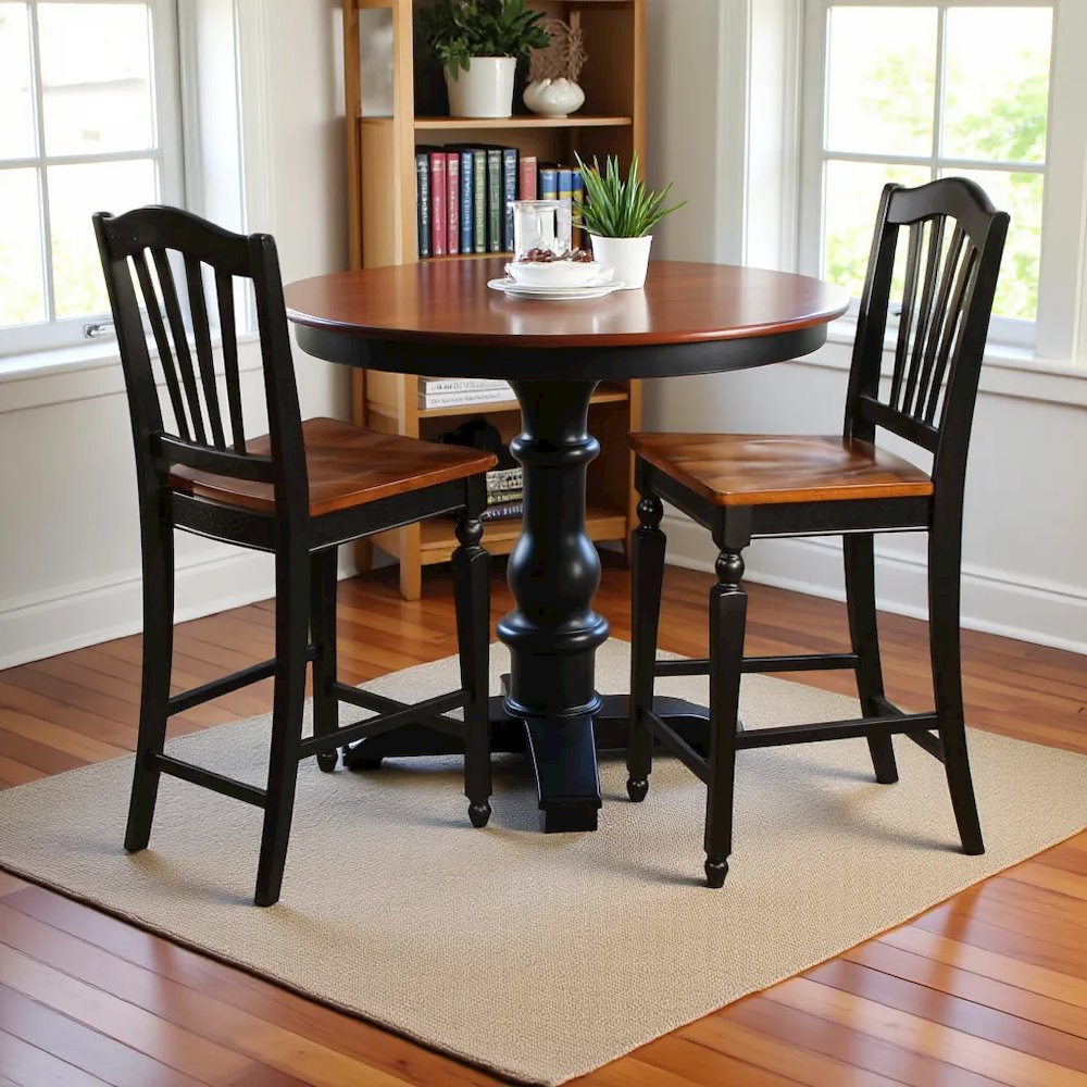 Elegant Counter Height Chairs – Wooden Bar Stools with Backs, Set of 2. Picture 2