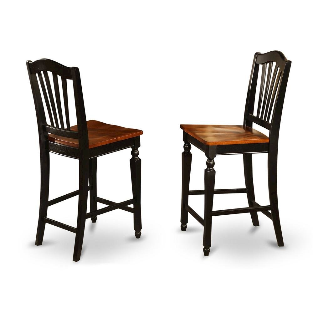 Elegant Counter Height Chairs – Wooden Bar Stools with Backs, Set of 2. Picture 1