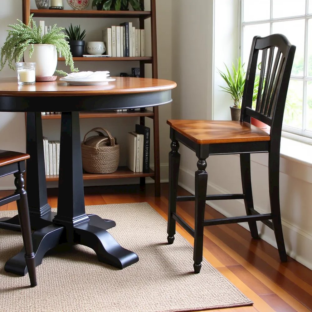 Elegant Counter Height Chairs – Wooden Bar Stools with Backs, Set of 2. Picture 3