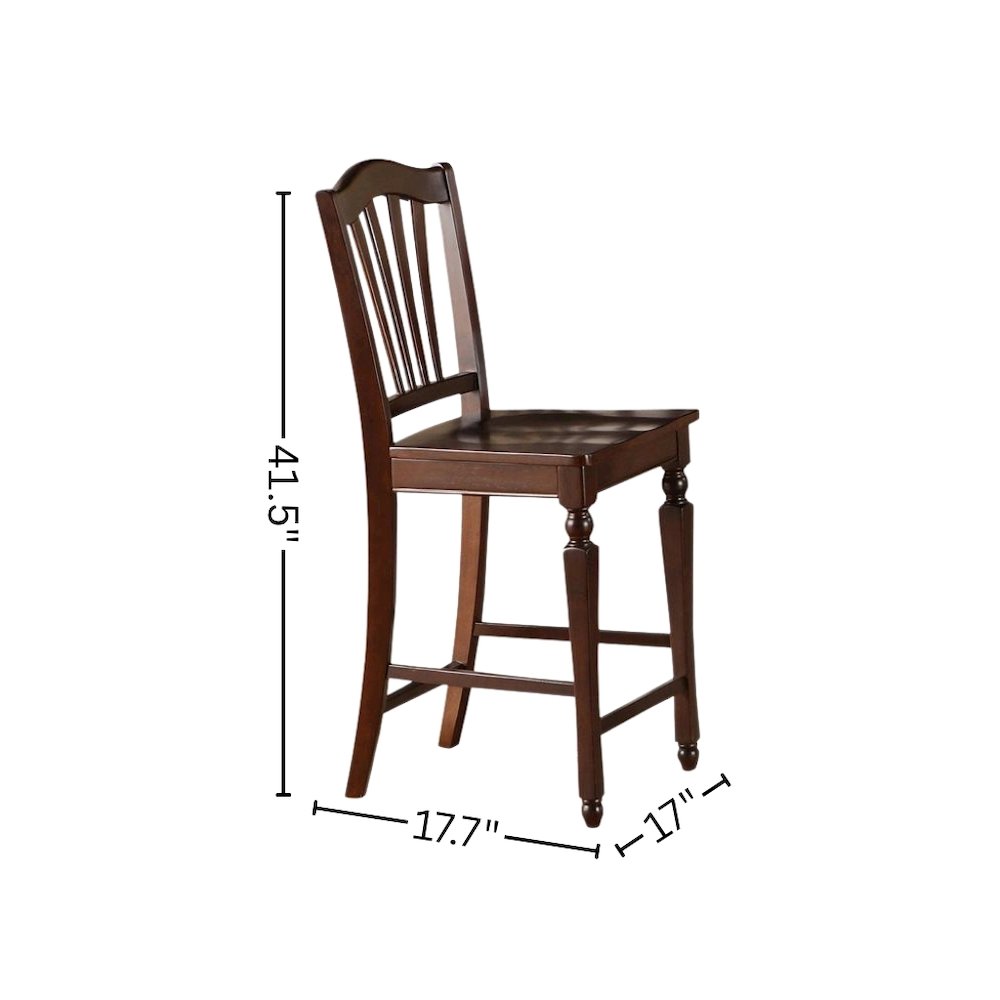 Counter Height Bar Stool, 24" Seat, Solid Mahogany Wood Seat, Set of 2. Picture 5