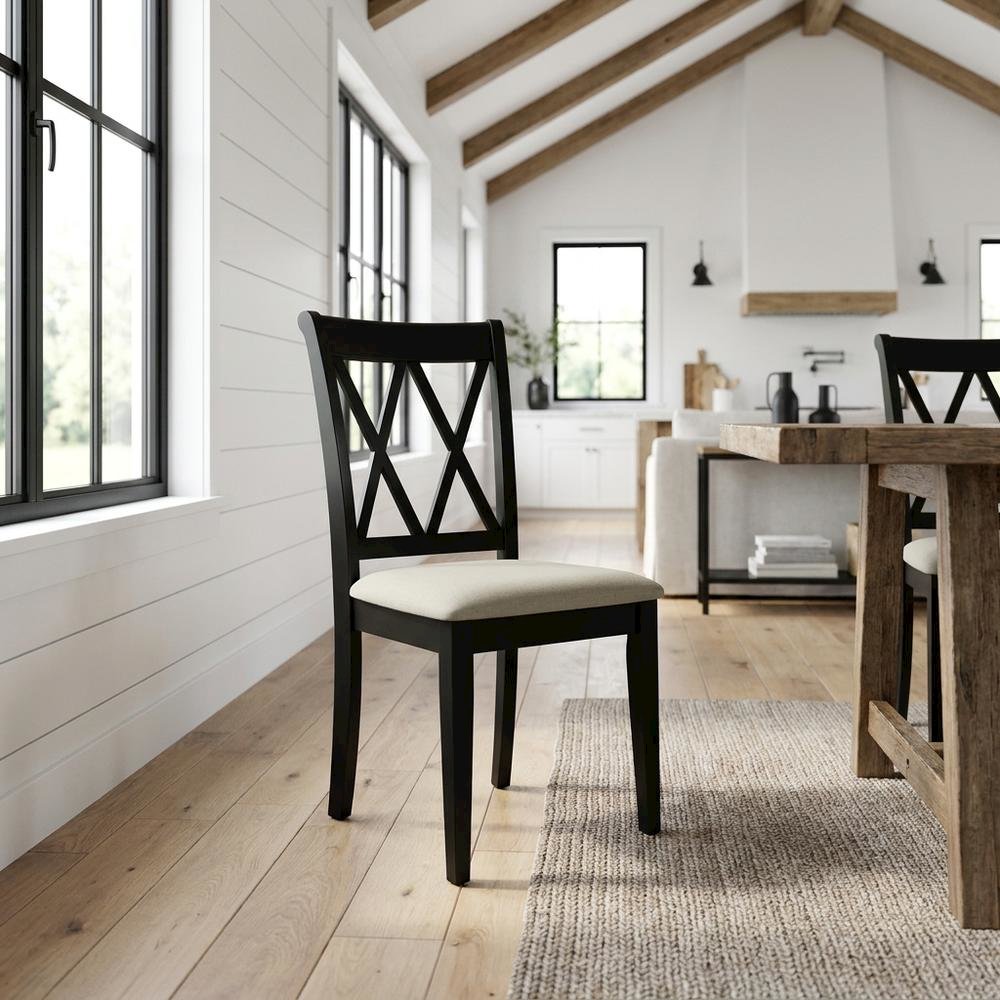 Upholstered Parsons Dining Chair with High Back for Dining Room, Black, Set of 2. Picture 3