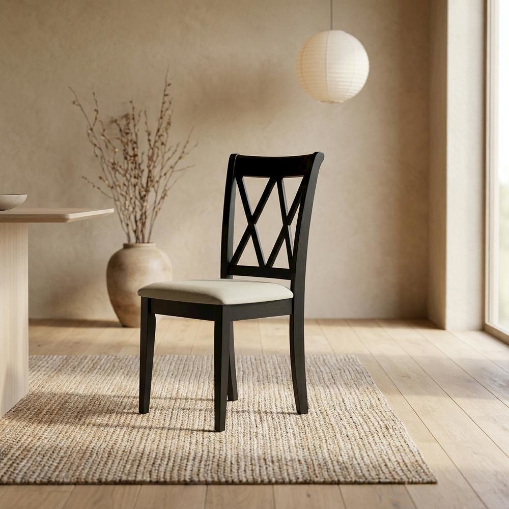Upholstered Parsons Dining Chair with High Back for Dining Room, Black, Set of 2. Picture 4