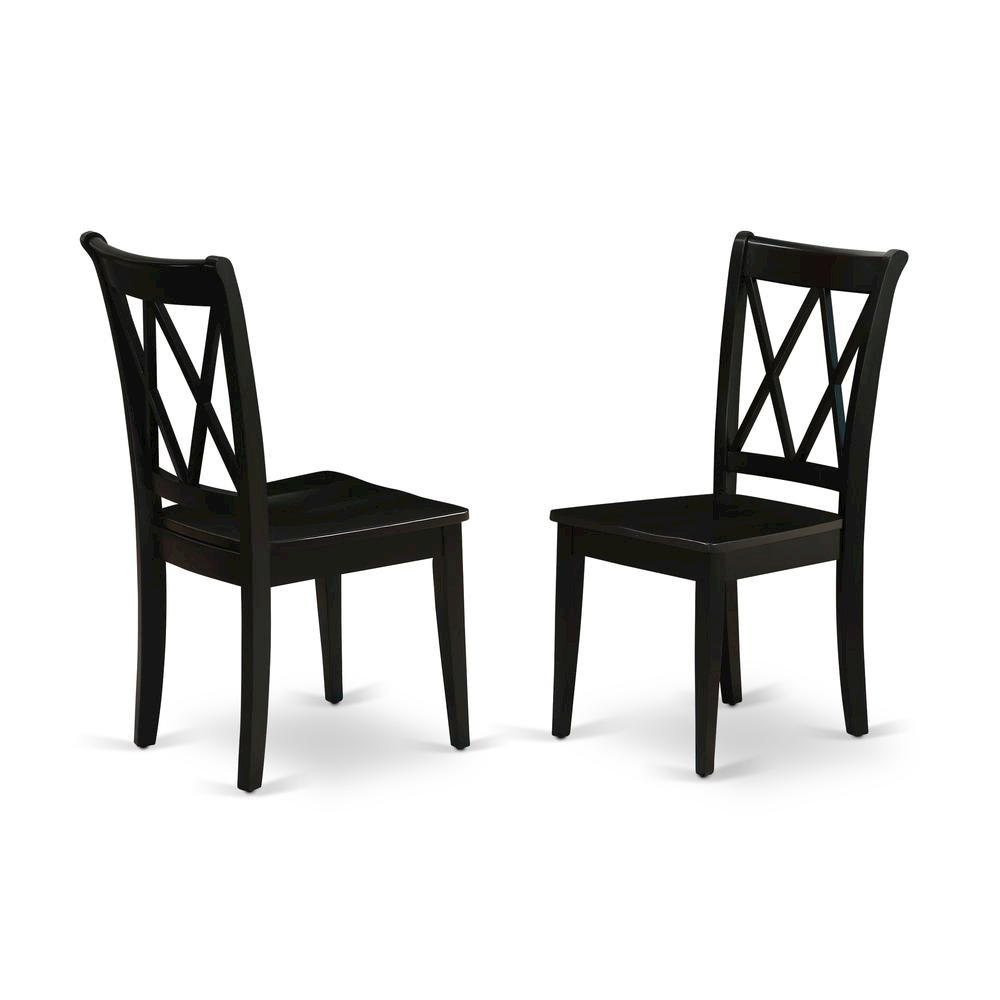 Solid Wood Dining Chairs with Double Cross Back, Black, Set of 2. Picture 1