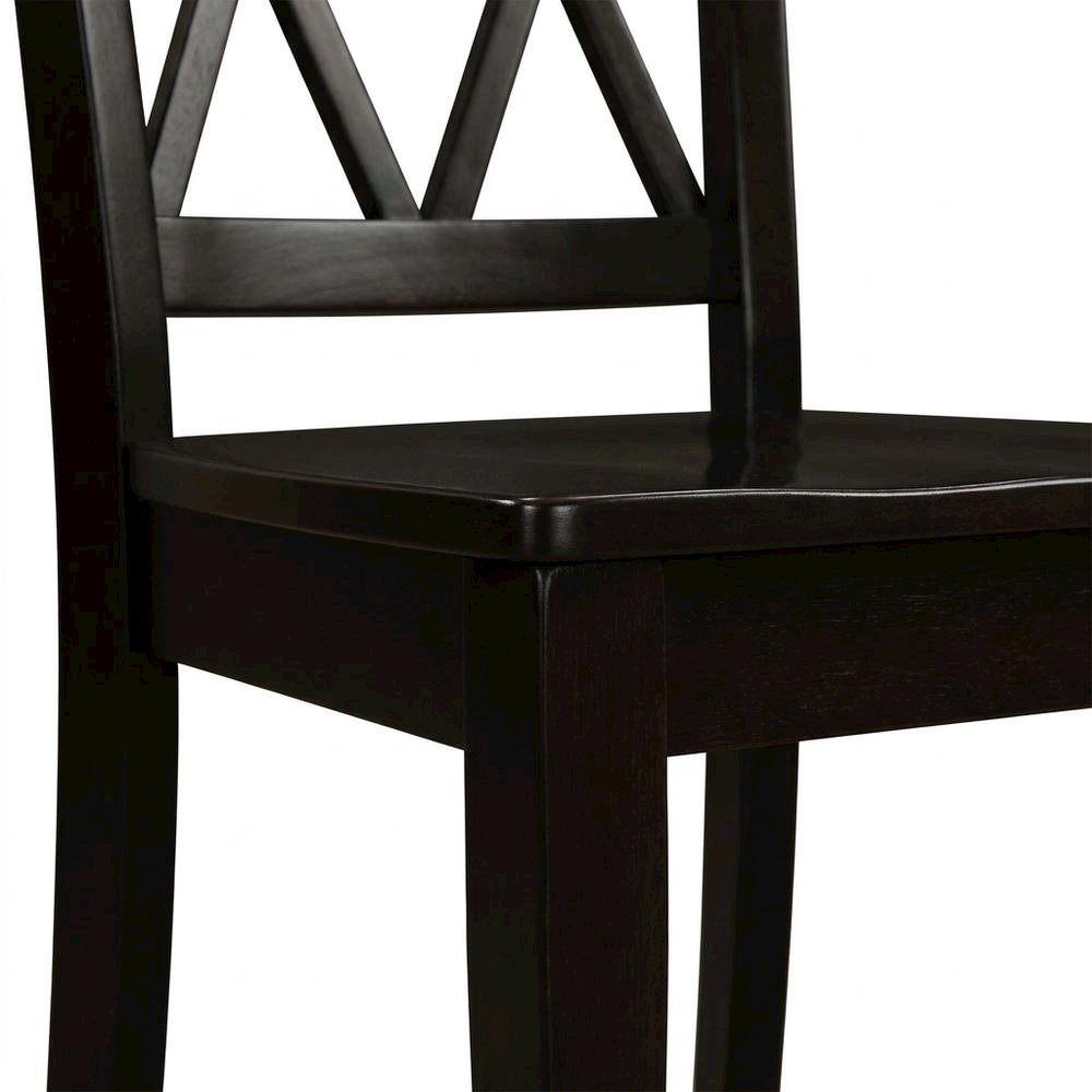 Solid Wood Dining Chairs with Double Cross Back, Black, Set of 2. Picture 8